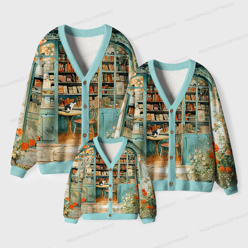 Pagewings Cats Loves Reading Unisex Cardigan Sweaters