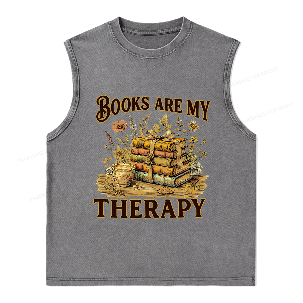 Pagewings Books Are My Therapy Unisex Washed Tank Top