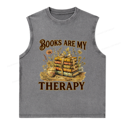 Pagewings Books Are My Therapy Unisex Washed Tank Top