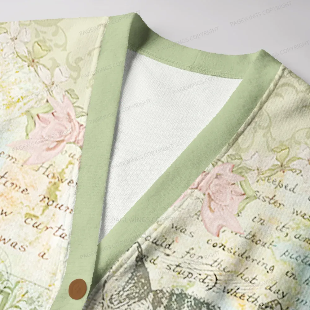 Pagewings  Vintage Cat And Book  Unisex Ugly Cardigan Sweaters