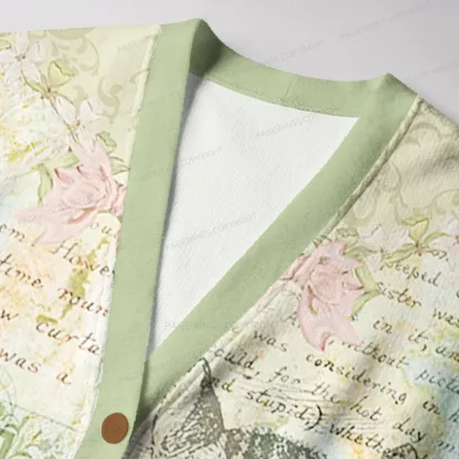 Pagewings  Vintage Cat And Book  Unisex Ugly Cardigan Sweaters