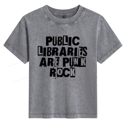 Pagewings Public Libraries Are Punk Rock Women's Washed T-shirt