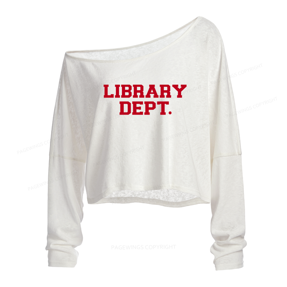 Pagewings Library Dept Slouchy Long Sleeve Off Shoulder T-shirt
