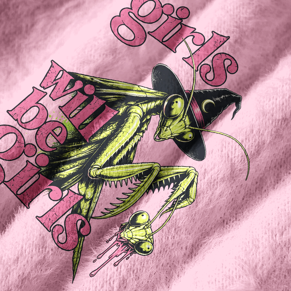 Pagewings Girls Will Be Girls Off Shoulder Ugly Knit Sweater