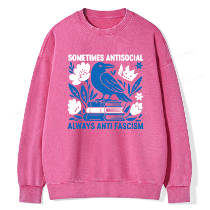 Pagewings Anti Fascism Unisex Washed Sweatshirt