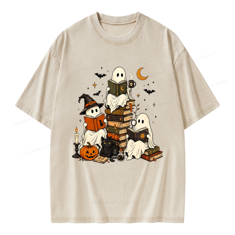 Pagewings Halloween Book Club Unisex Washed T-shirt