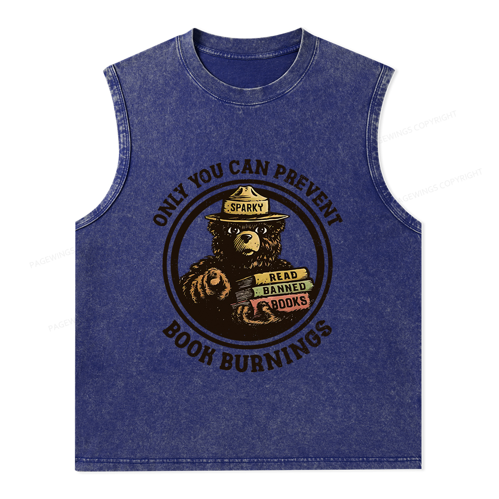 Pagewings Only You Can Prevent Book Burnings Unisex Washed Tank Top