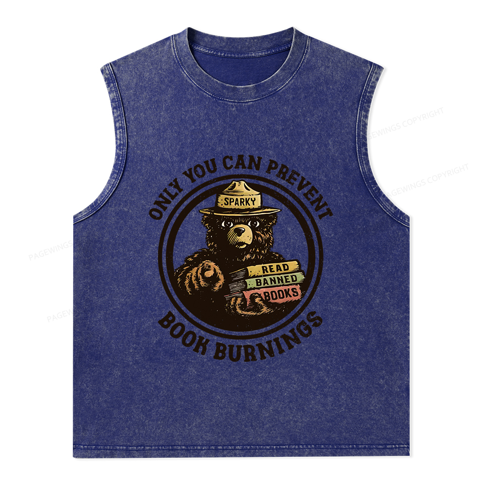 Pagewings Only You Can Prevent Book Burnings Unisex Washed Tank Top
