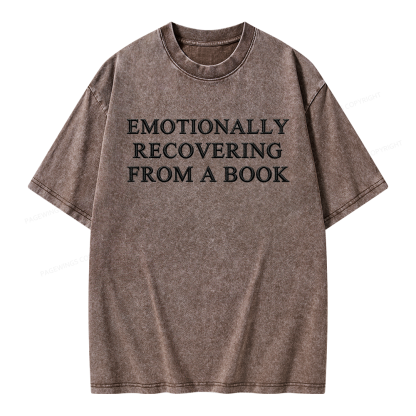 Pagewings Embroidered Emotionally Recovering From a Book Unisex Washed T-shirt