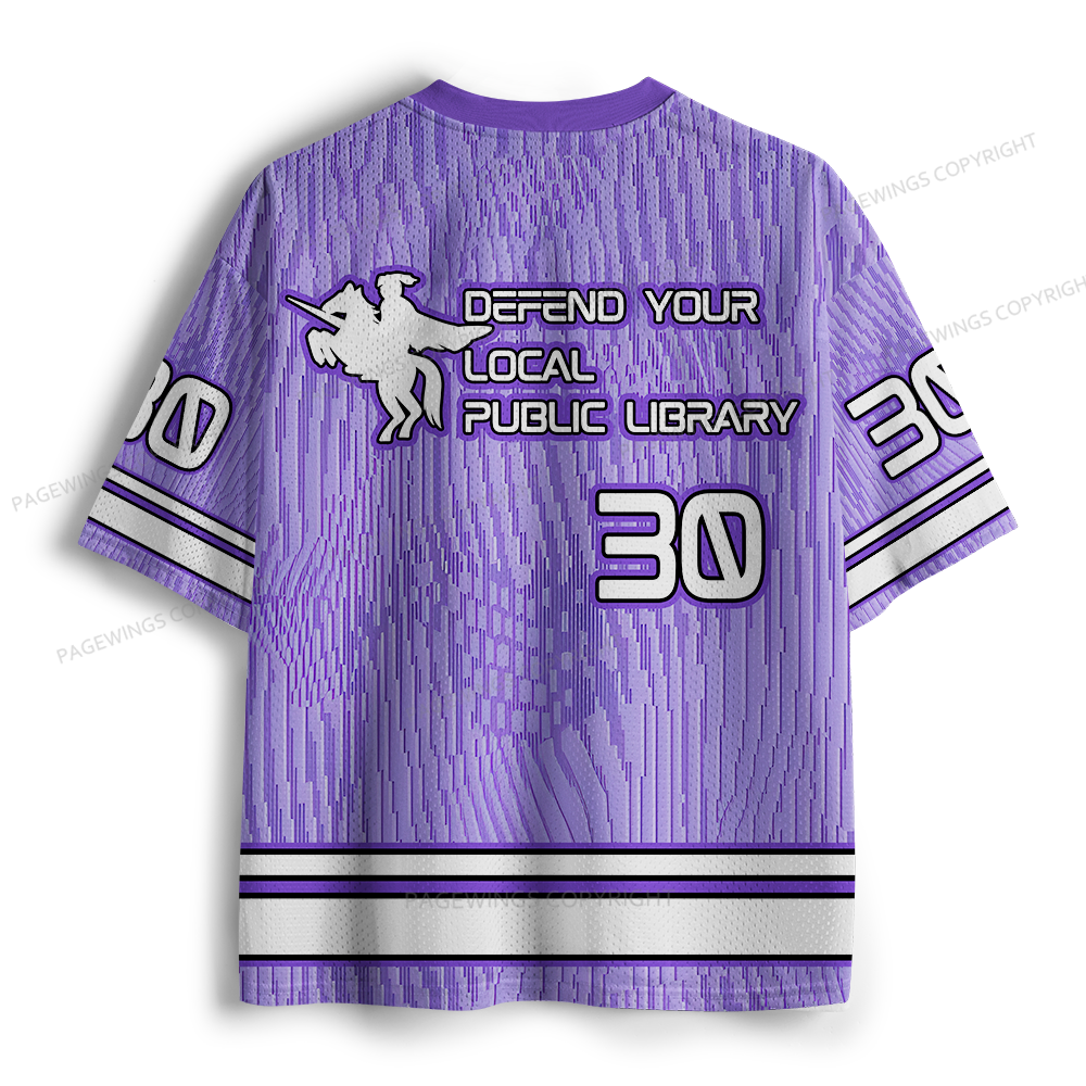 Pagewings Defend Your Local Public Library Unisex Mesh Jersey