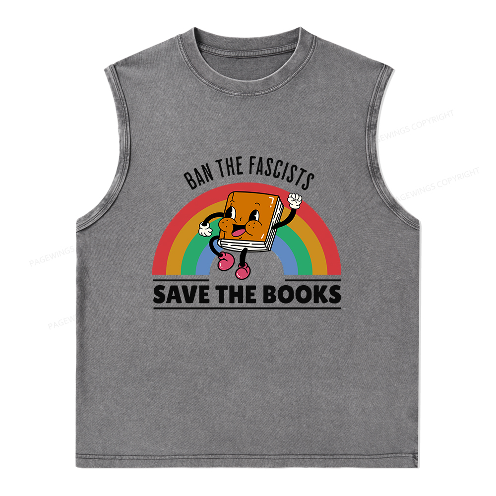 Pagewings Ban The Fascists Save The Books Unisex Washed Tank Top