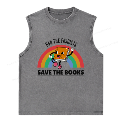 Pagewings Ban The Fascists Save The Books Unisex Washed Tank Top