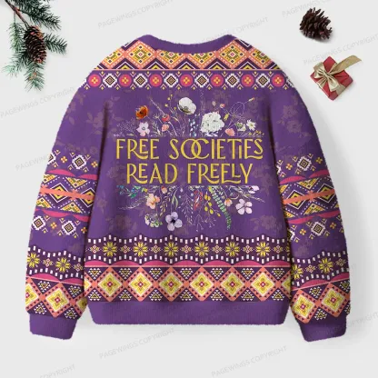 Pagewings Free Societies Read Freely Unisex Ugly Knit Sweatshirt