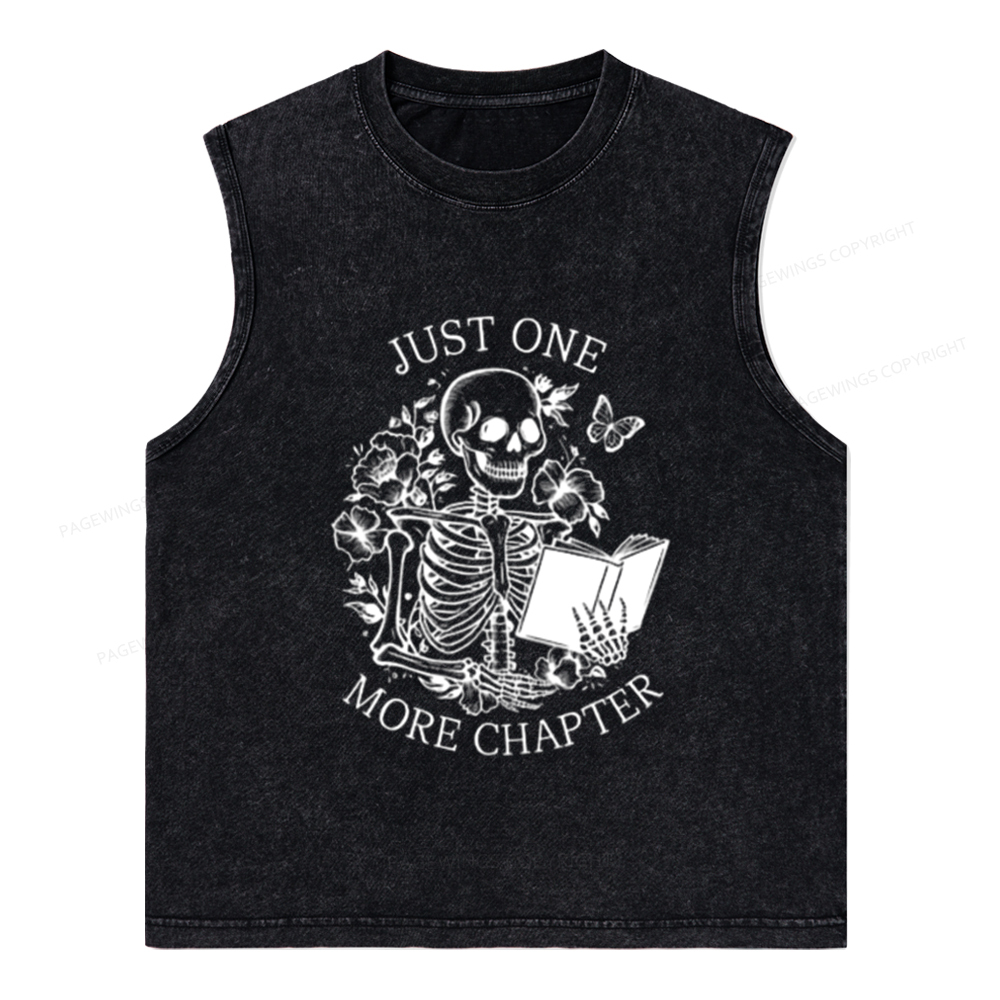 Pagewings One More Chapter Skeleton Unisex Washed Tank Top