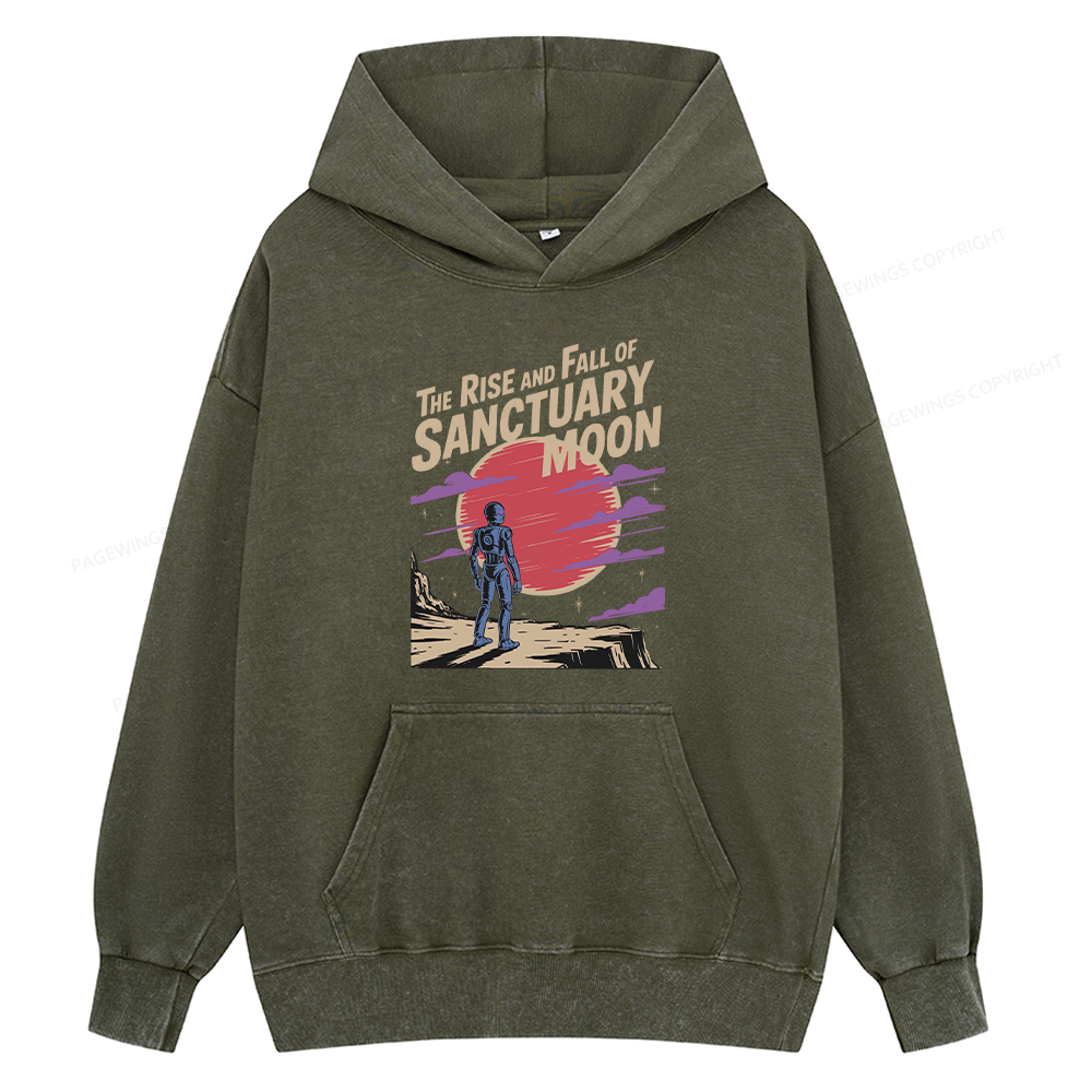Pagewings The Rise And Fall Of Sanctuary Moon Unisex Washed Hoodie