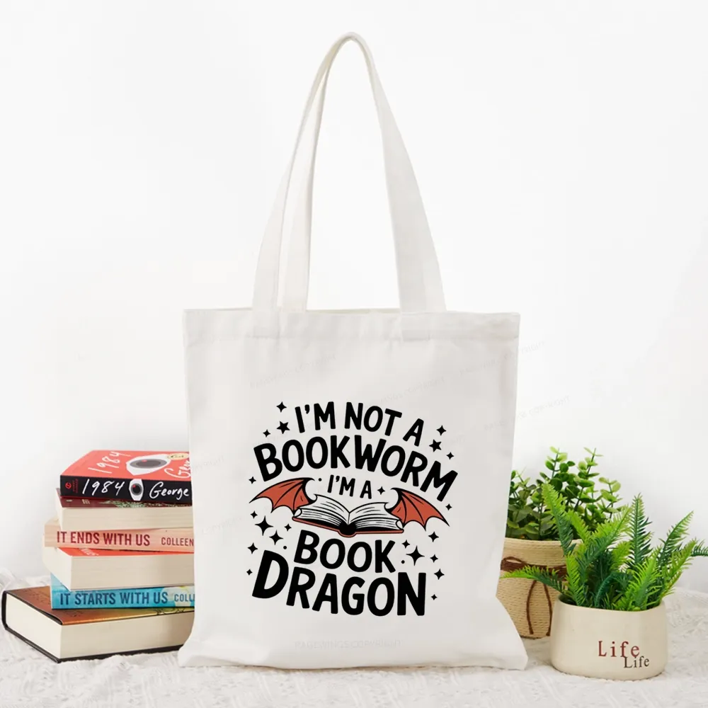 Pagewings I'm Not A Bookworm I'm A Book Dragon Tote Bag