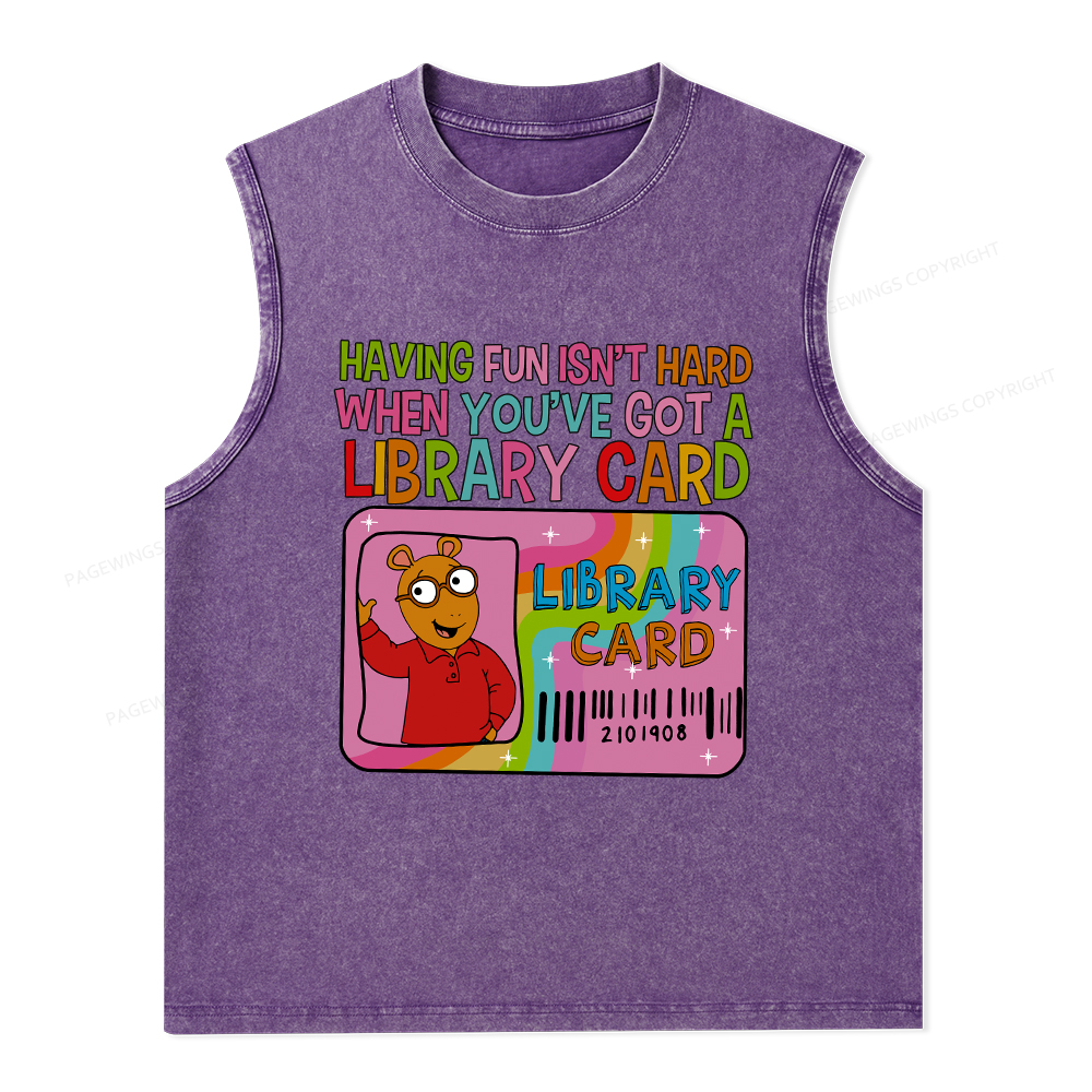 Pagewings  A Library Card Teacher Unisex Washed Tank Top