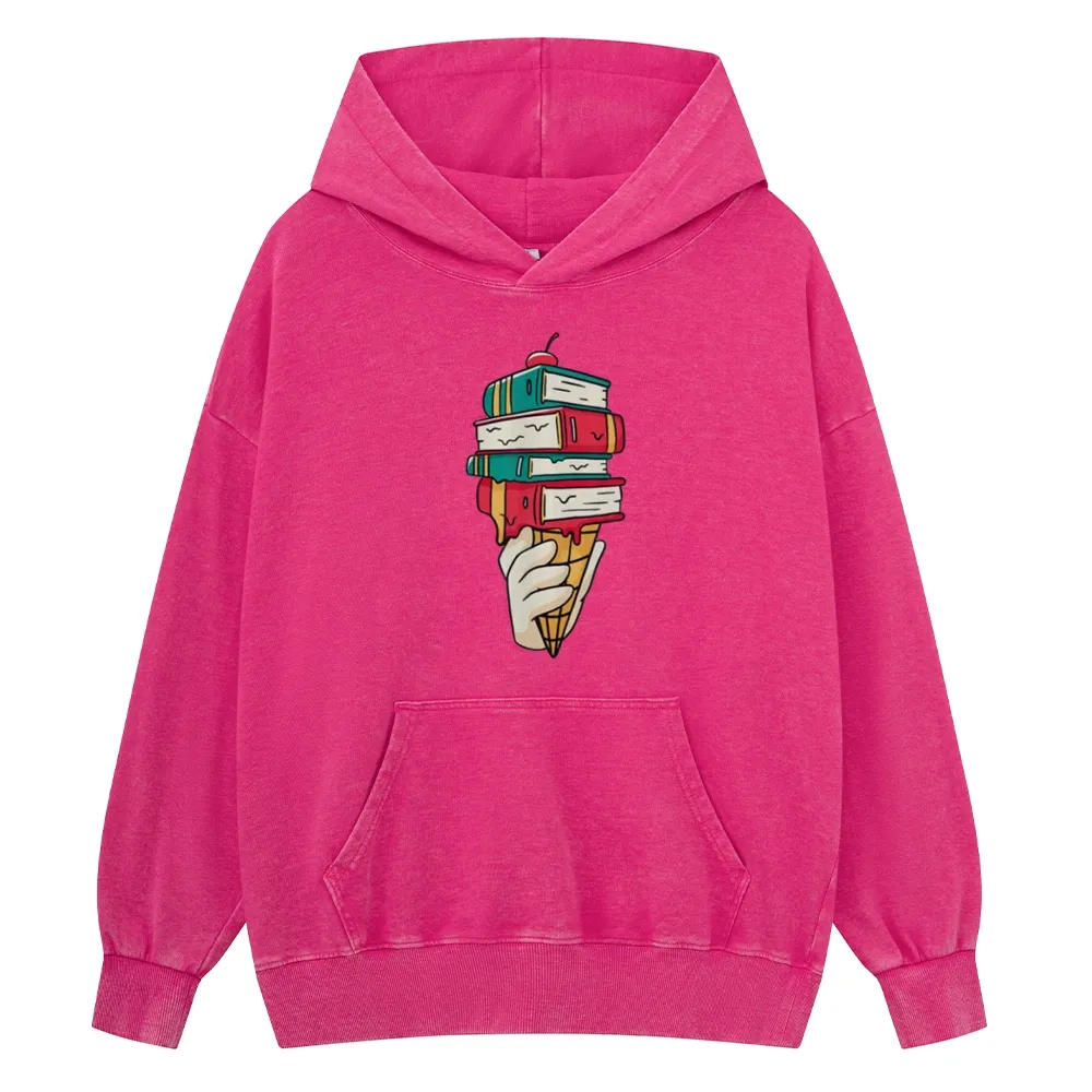 Pagewings Book Ice Cream Unisex Washed Hoodie