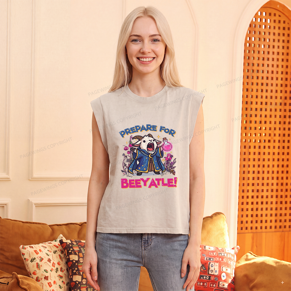 Pagewings Prepare For Beeyatle Women's Washed Tank Top