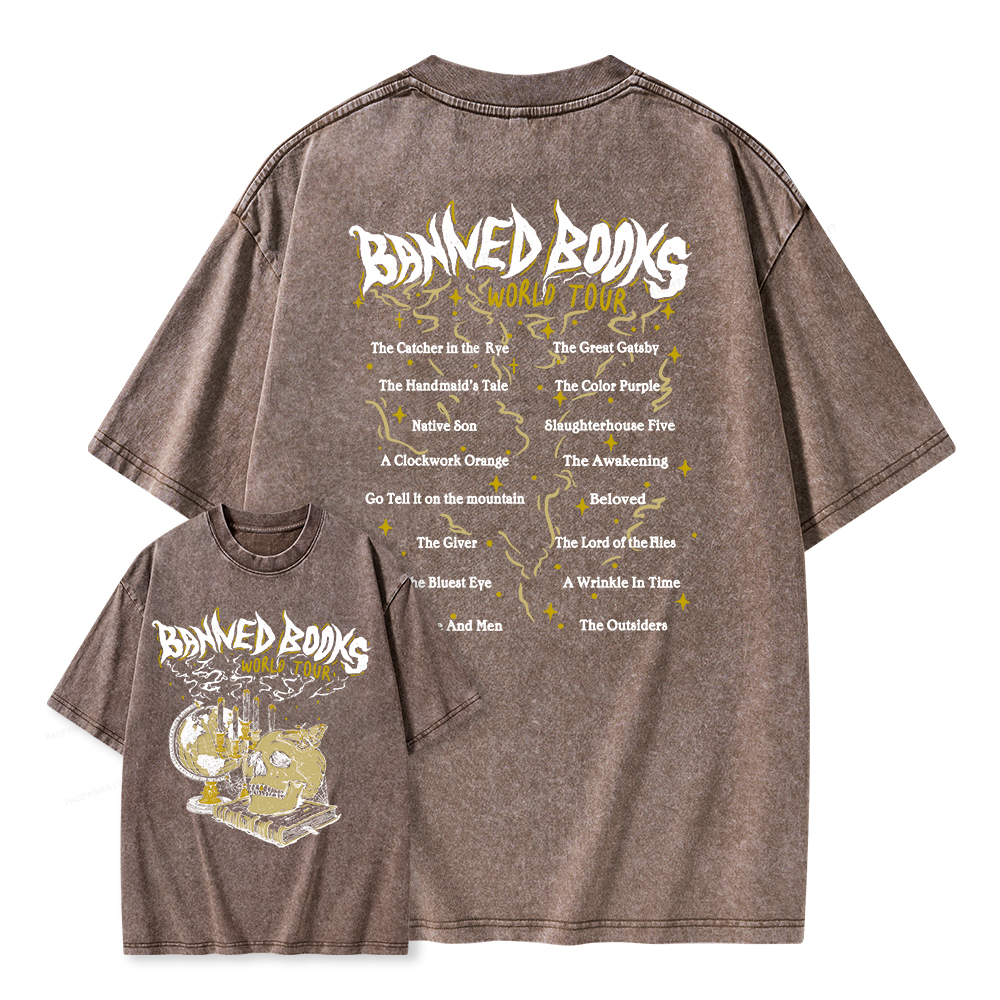 Pagewings Banned Books World Tour Unisex Washed T-shirt