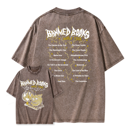 Pagewings Banned Books World Tour Unisex Washed T-shirt