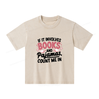 Pagewings Lover Funny Book Reading Unisex Kids Washed T-shirt