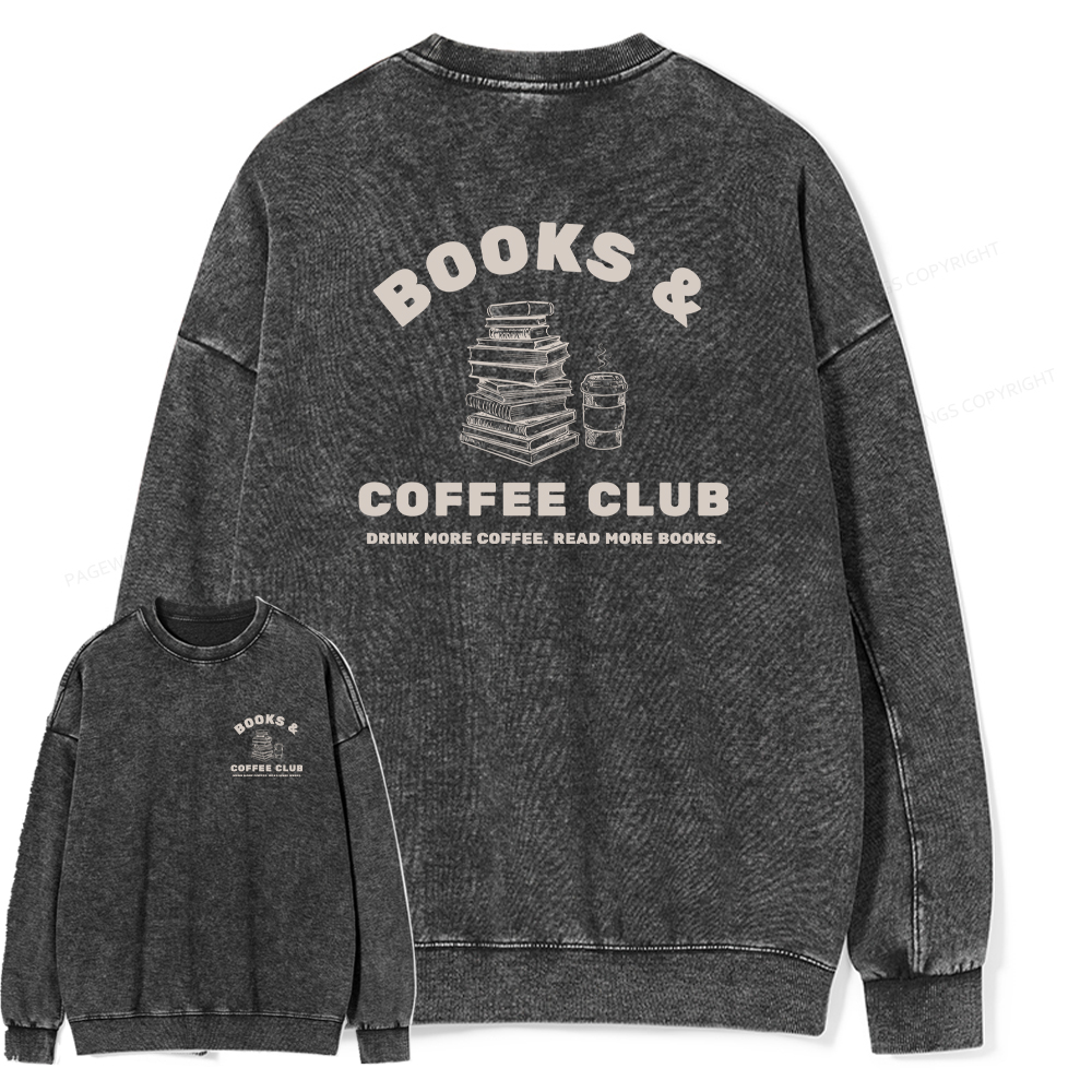 Pagewings Books and Coffee Club Unisex Washed Sweatshirt