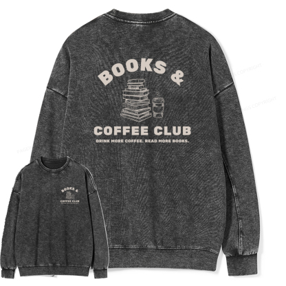 Pagewings Books and Coffee Club Unisex Washed Sweatshirt