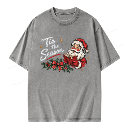 Pagewings Tis The Season Santa Unisex Washed T-shirt