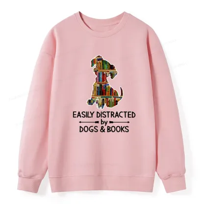 Pagewings Easily Distracted By Dogs And Books Unisex Classic Sweatshirt