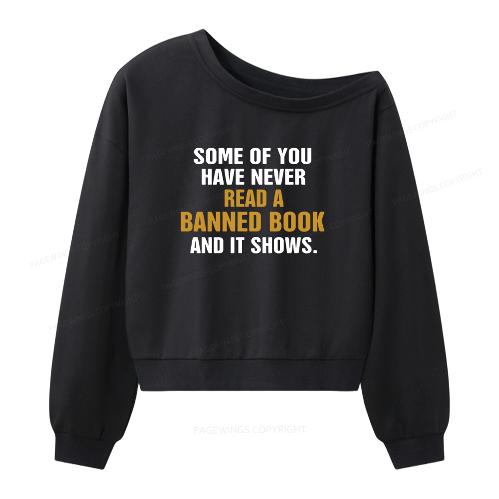 Pagewings Read Banned Books Women Off Shoulder Sweatshirt