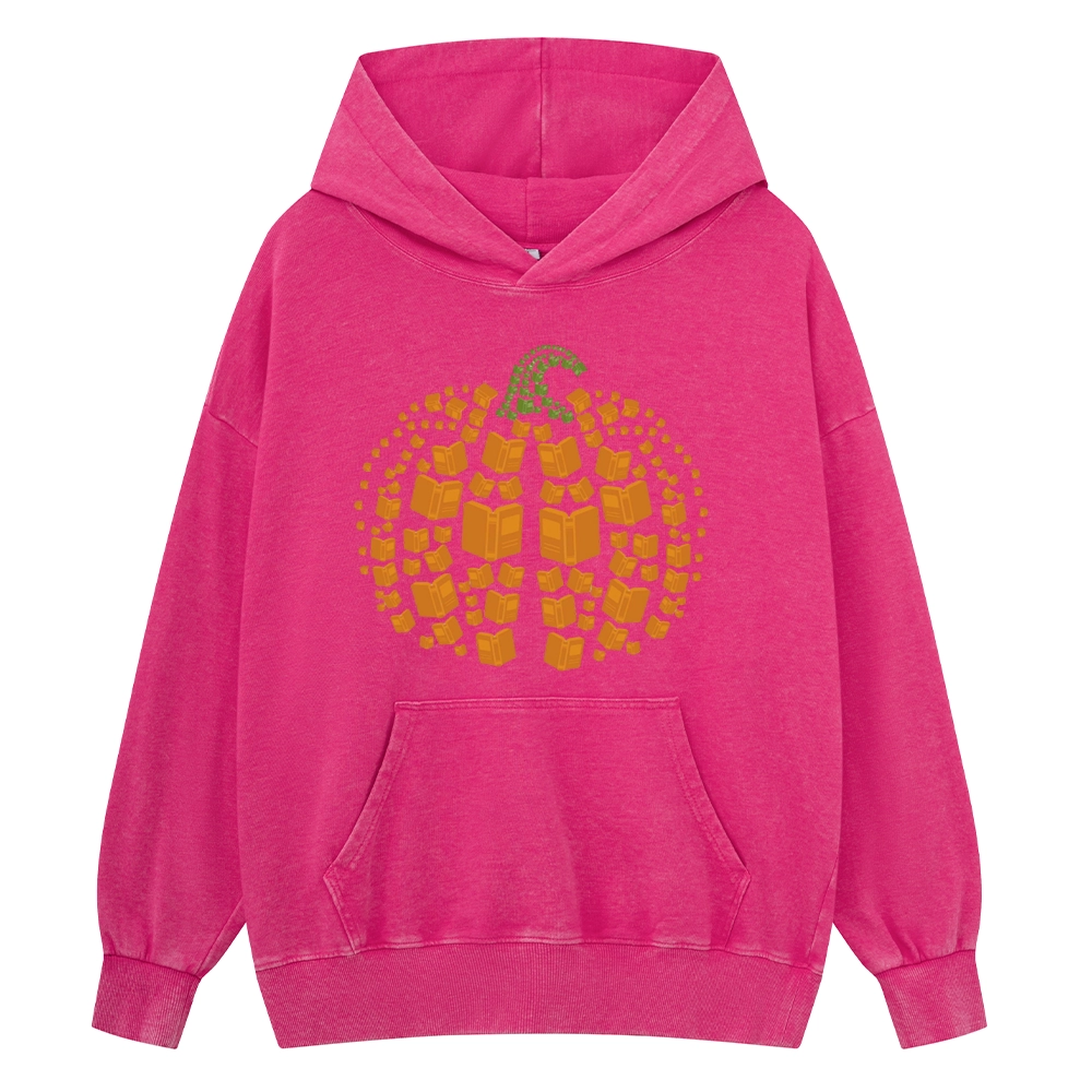 Pagewings Thanksgiving Book Pumpkin Unisex Washed Hoodie