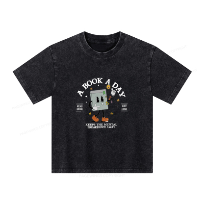 Pagewings A Book A Day Keep The Mental Breakdown Away Unisex Kids Washed T-shirt