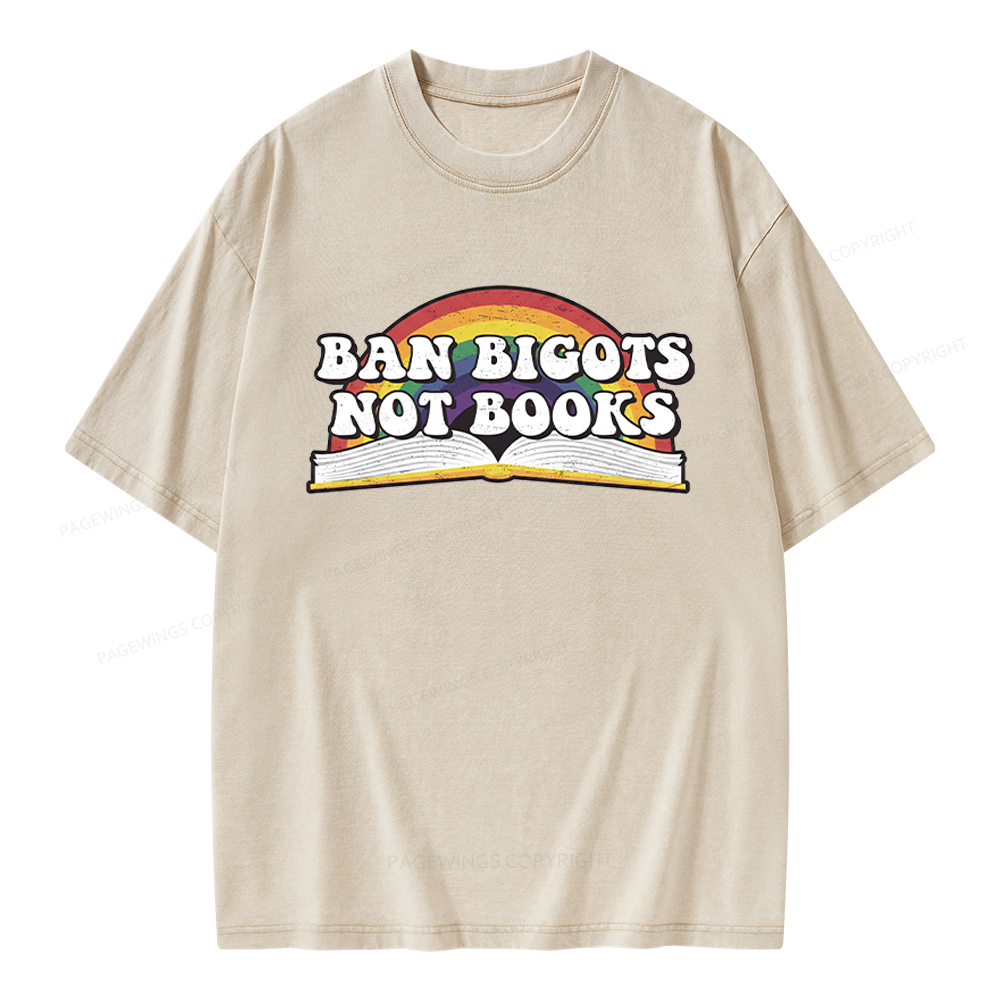 Pagewings Ban Bigots Not Books Unisex Washed T-shirt