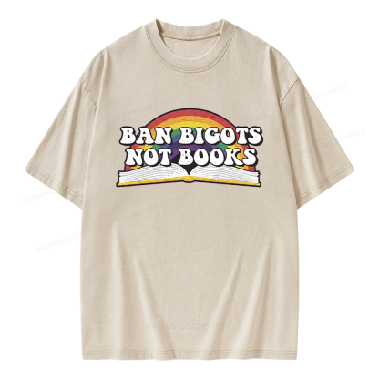 Pagewings Ban Bigots Not Books Unisex Washed T-shirt