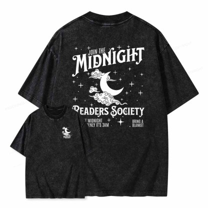 Pagewings Late night readers book club Unisex Washed T-shirt