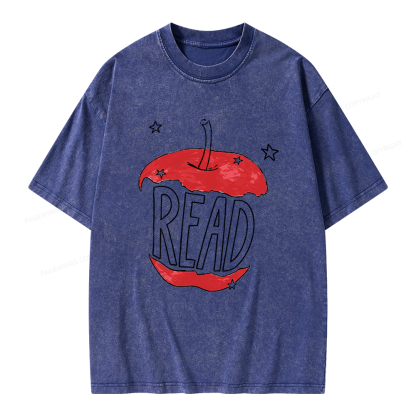 Pagewings Read Apple Unisex Washed T-shirt