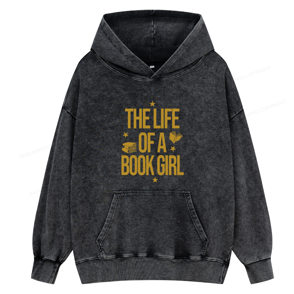 Pagewings The Life of a Book Girl Unisex Washed Hoodie