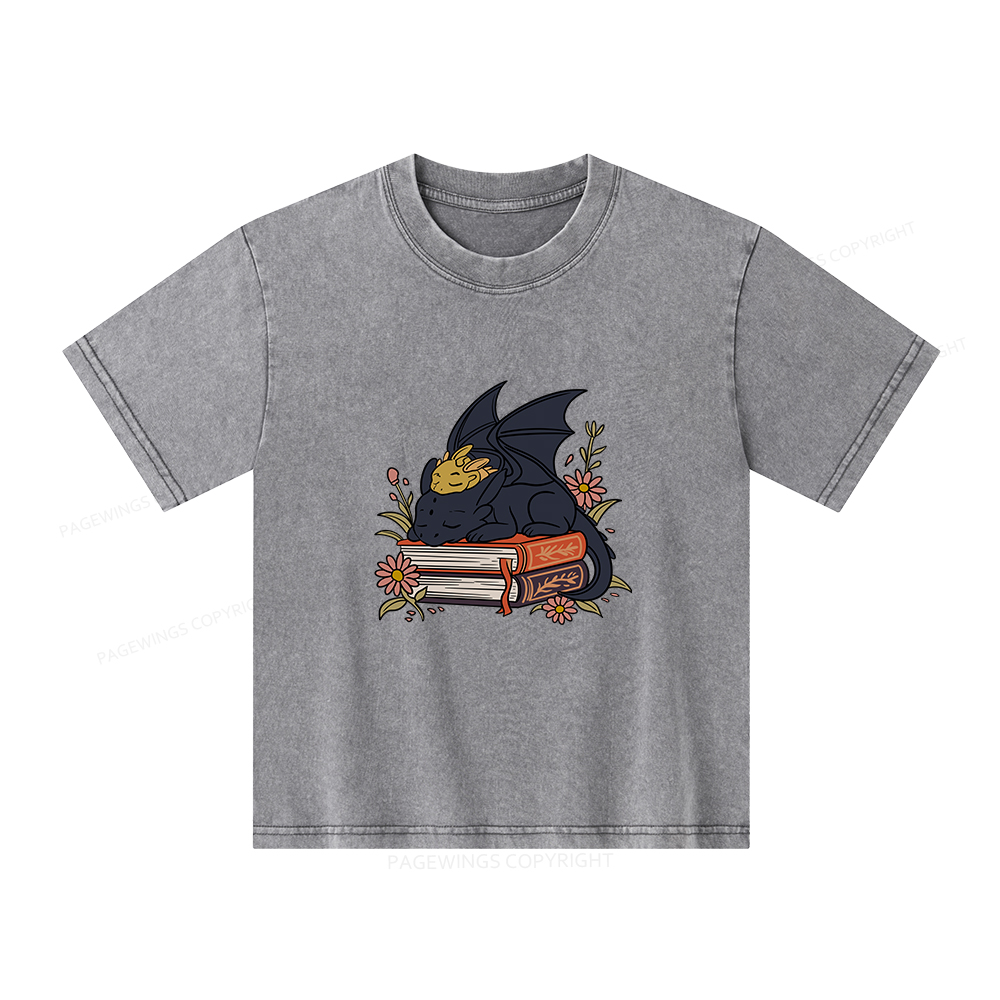 Pagewings Dragon Book Unisex Kids Washed T-shirt