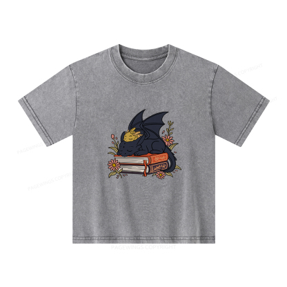 Pagewings Dragon Book Unisex Kids Washed T-shirt