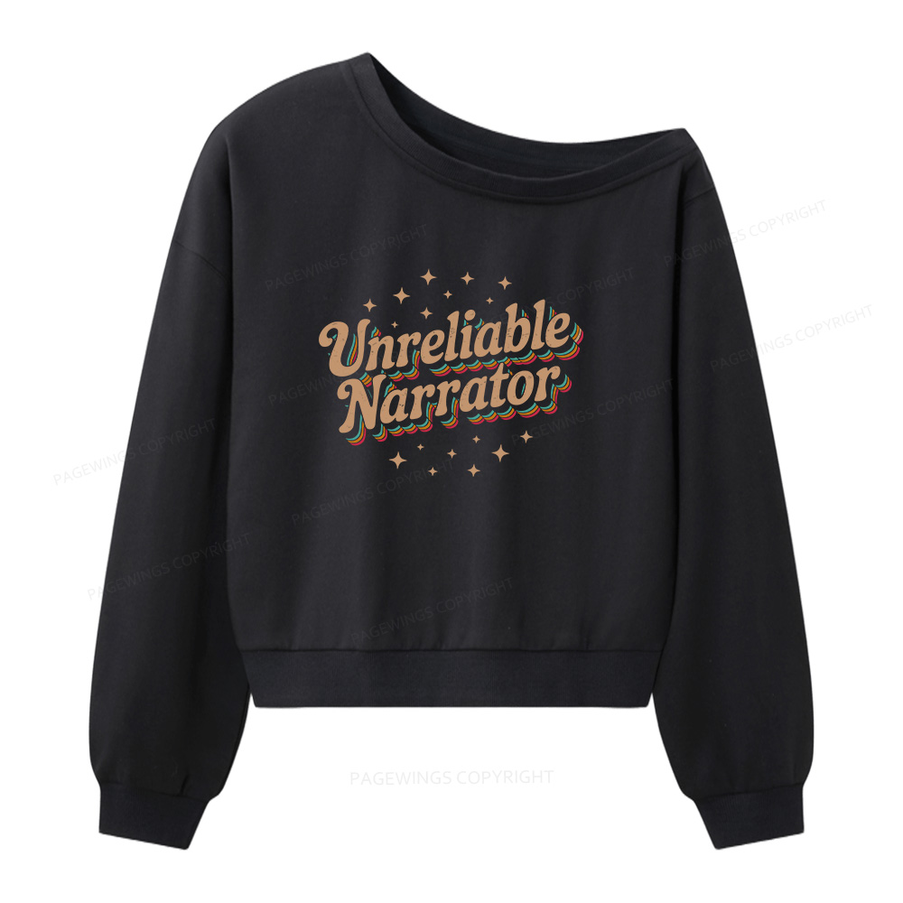 Pagewings Unreliable Narrator Women Off  Shoulder Sweatshirt