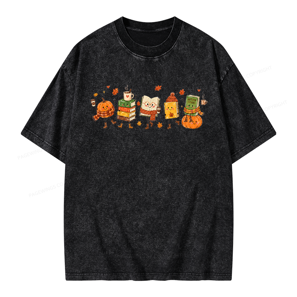 Pagewings All Booked For Fall Unisex Washed T-shirt