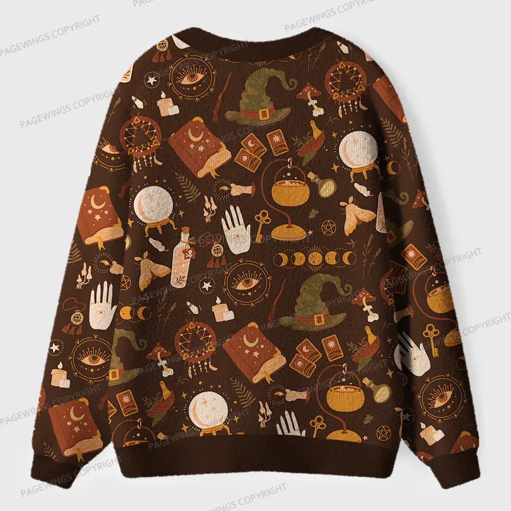 Pagewings Cozy Books And Tea Unisex Ugly Cardigan Sweaters