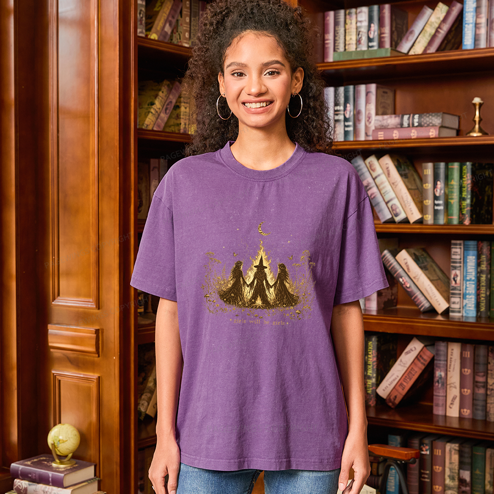 Pagewings Girls Will Be Girls Unisex Washed T-shirt
