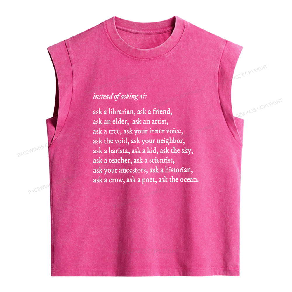 Pagewings Ask A Librarian Women's Washed Tank Top