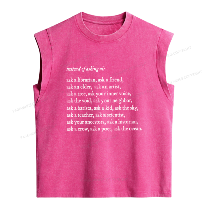 Pagewings Ask A Librarian Women's Washed Tank Top
