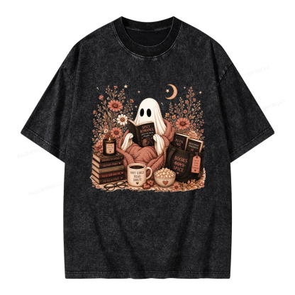 Pagewings Smut Reading Ghost Unisex Washed T-shirt