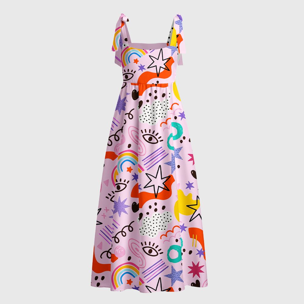 Pagewings Rainbow Magic Tie Shoulder Maxi Dress