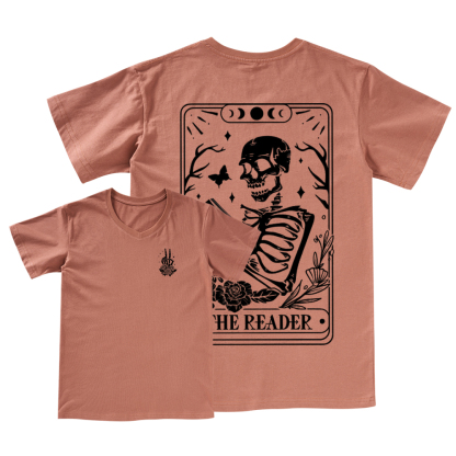 Pagewings The Reader Tarot Card Front And Back Printing V-neck T-shirt