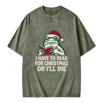 Pagewings I Have to Read for Christmas Unisex Washed T-shirt